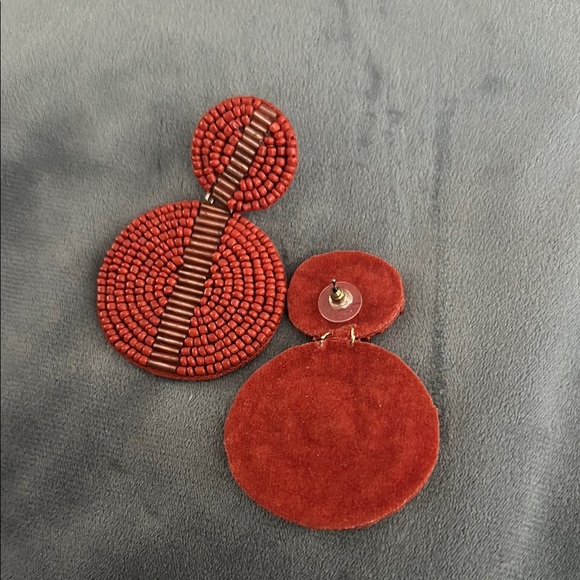 Target Red Statement Earrings with Beaded Design - Picture 1 of 1